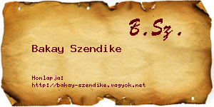 Bakay Szendike névjegykártya